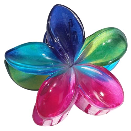 6 Stück Bunt Plumeria Blumen Haarspangen Damen,Hawaiian Claw Clip,Rutschfeste Haarklammer Haar Jaw Clips,Starker Halt,Krallenklammern Haarstyling-Zubehör,Party Strand Pool Urlaub,Blau Grün Rosa von Whakano
