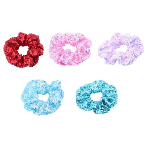 6 Stück Pailletten Scrunchies Haargummis für Damen,Gummibänder Haarbänder,Elastische Dicke Bänder,Haare Ringe Haarschmuck,Pferdeschwanzhalter,Hair Styling Accessories,Gemischte Farben von Whakano