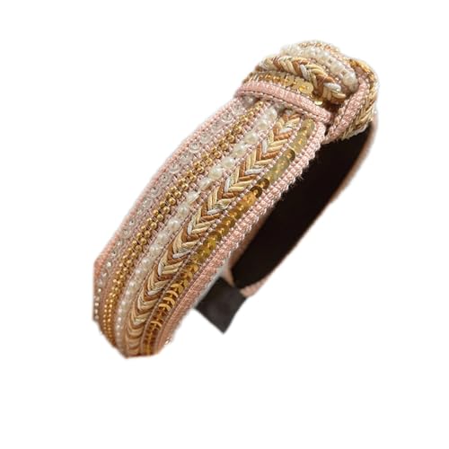 Boho Breites Vintage-Wunderschön Stirnband geknotetes Haarschmuck Haarband Kopfschmuck Damen Haarreifen für Mädchen Damen für Make up,Dating,Yoga,Urlaub,Rosa von Whakano