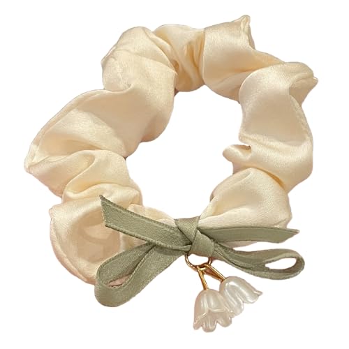Damen Haargummis mit Maiglöckchen Perlen,Modischer Scrunchies Haare Ringe Haarschmuck Haarbänder Gummibänder,Halt Elastische Dicke Bänder für Pferdeschwanzhalter,Weihnachten,Party,Festival,C von Whakano