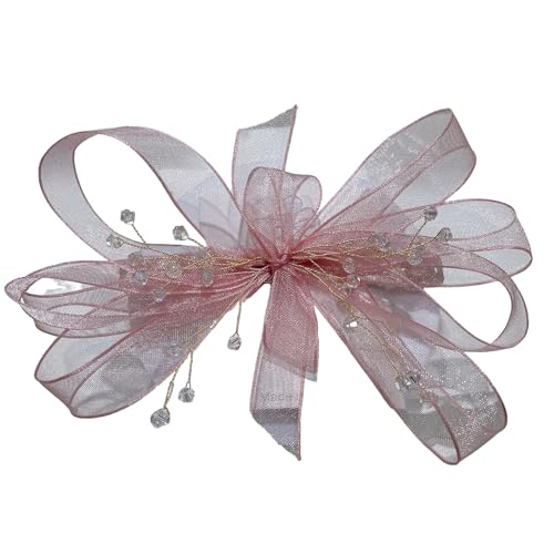 Elegant Tüllschleife Haarspangen Damen,Haarschleifen Französische Haar Clip,Automatische Haarspangen,Haarschmuck Kopfschmuck Haare Accessoire,für Party,Hochzeit,Make-up,Rosa von Whakano