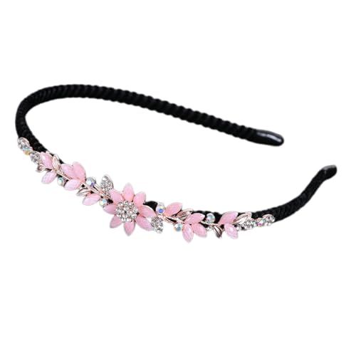 Glitzer Blumen Stirnband für Damen Metall Haarband Mit Strass,Modisch Haarreif,Elegante Kopfbedeckung für Frauen,Haarschmuck Zubehör für täglich,Geburtstag,Party,Urlaub,Proms,Hochzeit,C,Rosa von Whakano