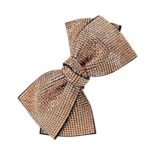 Glitzer Haarspangen mit Strassschleife,Große Haarschleifen Clip für Damen Haar Clips,Automatische Haarspangen,Elegante Damen Haarschmuck,Bow Haarspangen,Haarstyling-Zubehör,Champagner von Whakano