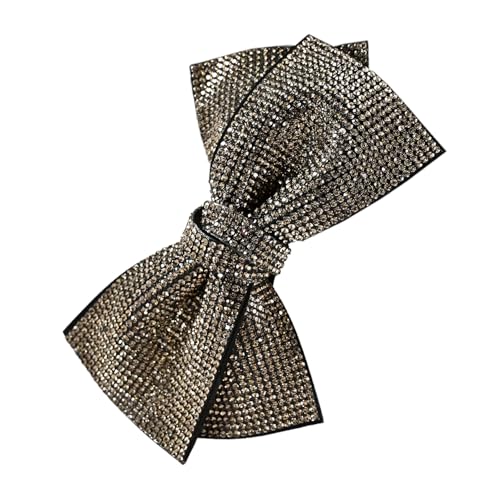 Glitzer Haarspangen mit Strassschleife,Große Haarschleifen Clip für Damen Haar Clips,Automatische Haarspangen,Elegante Damen Haarschmuck,Bow Haarspangen,Haarstyling-Zubehör,Transparentes Grau von Whakano