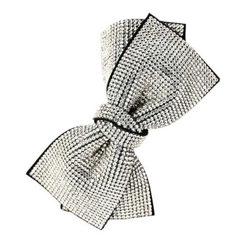 Glitzer Haarspangen mit Strassschleife,Große Haarschleifen Clip für Damen Haar Clips,Automatische Haarspangen,Elegante Damen Haarschmuck,Bow Haarspangen,Haarstyling-Zubehör,Weiß von Whakano