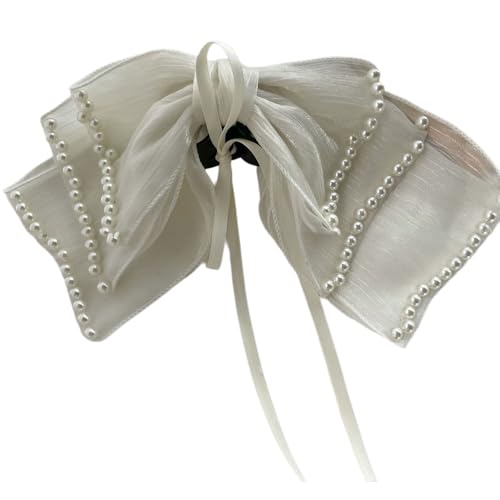 Große Haarschleifen für Damen,Rutschfeste Haarspangen,Haarklammern Hair Clip Claw Clip,Starker Halt,Krallenklammern Haarstyling-Zubehör,Party AbschlussballStrand Pool Urlaub,A,Off-White von Whakano