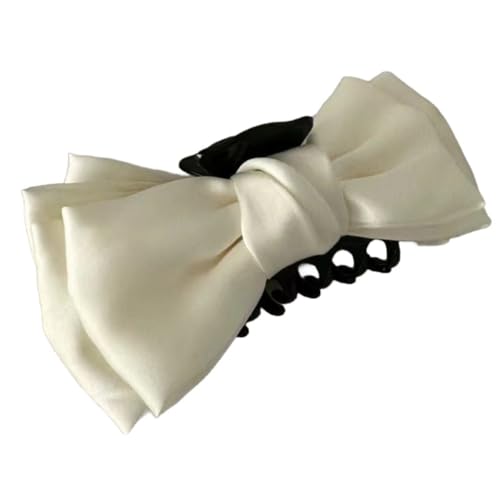 Haarklammer mit Schleife,15cm Rutschfeste Haarspangen Damen,Claw Clip Hair Clip,Starker Halt,Krallenklammern Haarstyling-Zubehör für Frauen,Party Strand Pool Urlaub,Weiß von Whakano