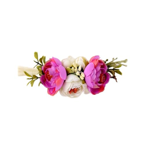 Künstliche Blumen Stirnbänder für Babys,Weich Haarband Dünnes,Elastische Haarschmuck Kopfbedeckung für Baby Mädchen Neugeborene,Kleinkinder,Taufe Party Fotografie,Dunkelviolett von Whakano