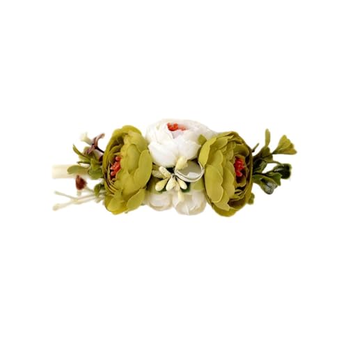 Künstliche Blumen Stirnbänder für Babys,Weich Haarband Dünnes,Elastische Haarschmuck Kopfbedeckung für Baby Mädchen Neugeborene,Kleinkinder,Taufe Party Fotografie,Grasgrün von Whakano