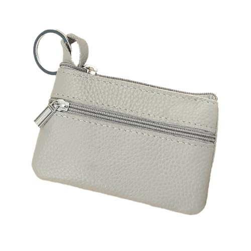 Mini Geldbörse Damen,weichem Leder Geldbeutel mit Zipper,Damen Portemonnaie Weich Bequem Klein Wallet,Kreditkartenetui,Coin Purse Wallet,Münzfach Portemonnaie für Frauen,Grau von Whakano