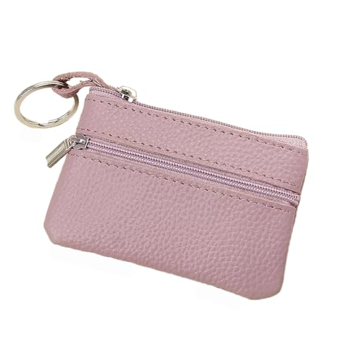 Mini Geldbörse Damen,weichem Leder Geldbeutel mit Zipper,Damen Portemonnaie Weich Bequem Klein Wallet,Kreditkartenetui,Coin Purse Wallet,Münzfach Portemonnaie für Frauen,Hellviolett von Whakano