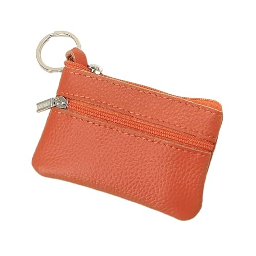 Mini Geldbörse Damen,weichem Leder Geldbeutel mit Zipper,Damen Portemonnaie Weich Bequem Klein Wallet,Kreditkartenetui,Coin Purse Wallet,Münzfach Portemonnaie für Frauen,Orange von Whakano