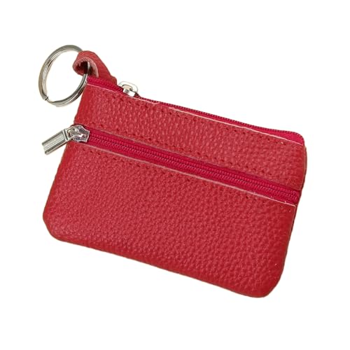 Mini Geldbörse Damen,weichem Leder Geldbeutel mit Zipper,Damen Portemonnaie Weich Bequem Klein Wallet,Kreditkartenetui,Coin Purse Wallet,Münzfach Portemonnaie für Frauen,Rot von Whakano