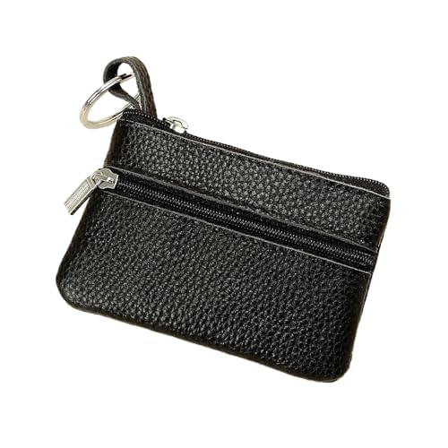 Mini Geldbörse Damen,weichem Leder Geldbeutel mit Zipper,Damen Portemonnaie Weich Bequem Klein Wallet,Kreditkartenetui,Coin Purse Wallet,Münzfach Portemonnaie für Frauen,Schwarz von Whakano
