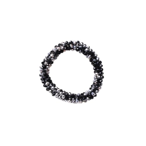 Mode Perle Haargummi für Damen und Frauen,Süße Haare Ringe,Elastische Haarbänder Armbänder Pferdeschwanzhalter Zopfgummi Scrunchies Haarschmuck Zubehör,Gummibänder,Schwarzsilber von Whakano