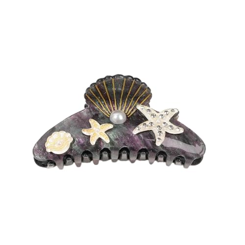 Ozean-Stil Muschel Haarklammer Acryl Seestern Haarspangen für Langes Haar Rutschfest Haarschmuck Kopfschmuck für Frauen,Haar-Accessoires,Dekorative Haarspangen für Party,Strand,Urlaub,Grau von Whakano