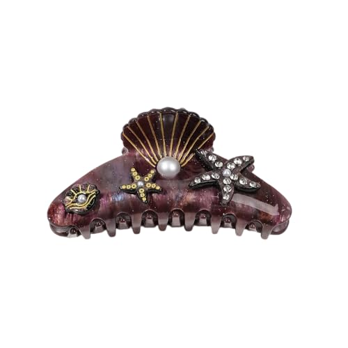 Ozean-Stil Muschel Haarklammer Acryl Seestern Haarspangen für Langes Haar Rutschfest Haarschmuck Kopfschmuck für Frauen,Haar-Accessoires,Dekorative Haarspangen für Party,Strand,Urlaub,Kaffee von Whakano