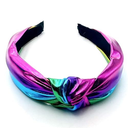 PU Leder-Stirnband,Breite Retro Stirnband für Damen,Geknotetes Haarreifen,Haarreif Haarschmuck für Damen und Mädchen,Hochzeit,Geburtstag,Party,Bühne,Urlaub,Yoga,Gesicht waschen,Bunt von Whakano