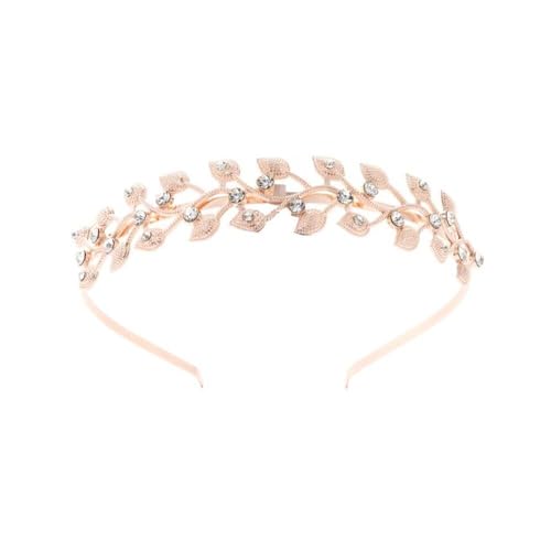 Retro Strass Stirnband,Braut Stirnband,Metall-Stirnbänder,Mittelalter Kopfschmuck,Kommunion Konfirmation Haarschmuck,für Frauen und Mädchen,Hochzeit,Geburtstag,Party,Urlaub,Roségold,Blatt von Whakano