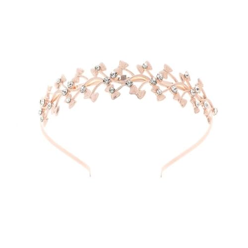 Retro Strass Stirnband,Hochzeit Braut Stirnband,Metall-Stirnbänder,Mittelalter Kopfschmuck,Kommunion Konfirmation Haarschmuck,für Frauen und Mädchen,Hochzeit,Geburtstag,Party,Urlaub,Roségold,Krawatte von Whakano