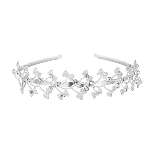 Retro Strass Stirnband,Hochzeit Braut Stirnband,Metall-Stirnbänder,Mittelalter Kopfschmuck,Kommunion Konfirmation Haarschmuck,für Frauen und Mädchen,Hochzeit,Geburtstag,Party,Urlaub,Silber,Krawatte von Whakano