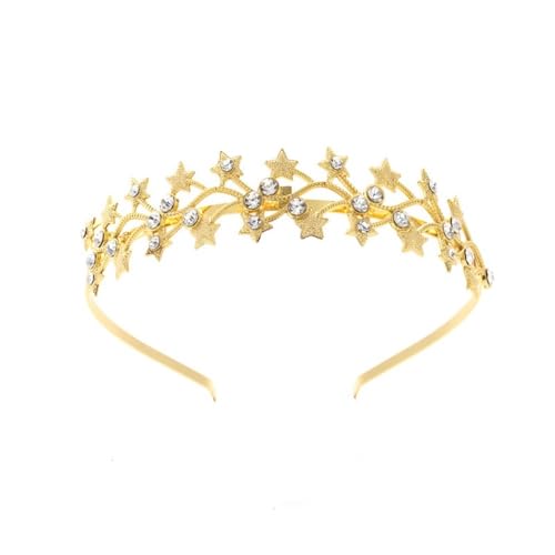 Retro Strass Stirnband,Hochzeit Braut Stirnband,Metall-Stirnbänder,Mittelalter Kopfschmuck,Kommunion Konfirmation Haarschmuck,für Frauen und Mädchen,Hochzeit,Geburtstag,Party,Urlaub,Gold,Stern von Whakano