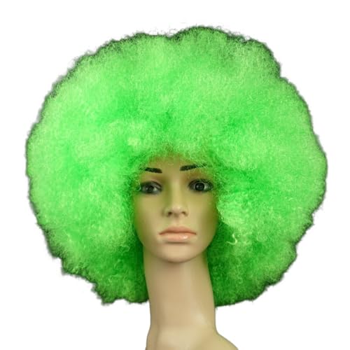 Rocker Punk Perücke Erwachsenen Wig,70er Jahre Party Perücke,Flauschig Explosive Kopf,Synthetische Haare für Fasching & Motto Themenparty Halloween Weihnachten Cosplay Disco,Grün von Whakano