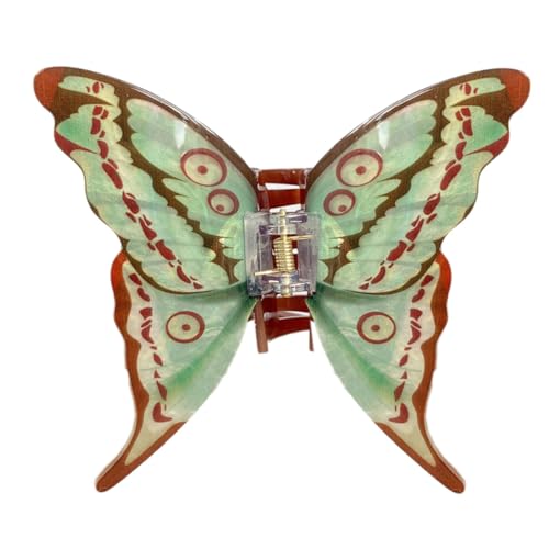 Simulation Schmetterlings Haarspangen,Acryl Hair Claw Clip,Rutschfeste Haarklammer Damen,Starker Halt,Krallenklammern Haarstyling-Zubehör für Frauen und Mädchen,Party Strand Pool Urlaub,Grün von Whakano