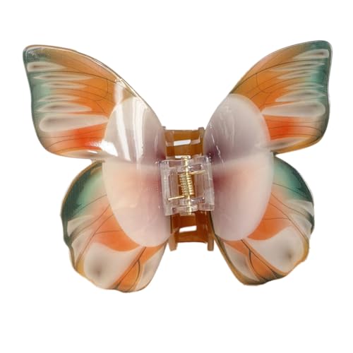Simulation Schmetterlings Haarspangen,Acryl Hair Claw Clip,Rutschfeste Haarklammer Damen,Starker Halt,Krallenklammern Haarstyling-Zubehör für Frauen und Mädchen,Party Strand Pool Urlaub,Orange von Whakano