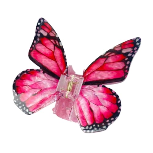 Simulation Schmetterlings Haarspangen,Acryl Hair Claw Clip,Rutschfeste Haarklammer Damen,Starker Halt,Krallenklammern Haarstyling-Zubehör für Frauen und Mädchen,Party Strand Pool Urlaub,Rot von Whakano