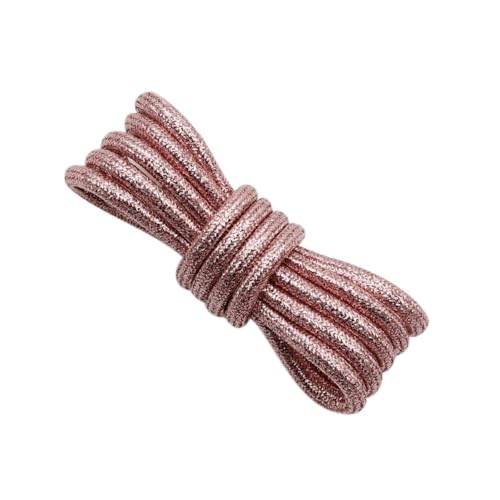 Whakano 2 Paar Glitzer Runde Schnürsenkel 4,5 mm Dünne Schnürsenkel,Damen & Herren Reißfeste Shoelaces,Ersatz Schnürbänder für Arbeitsschuhe,Stiefel,Trekkingschuhe,Sportschuhe,Champagnerrosa,130cm von Whakano