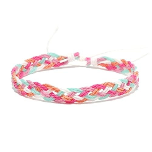 Whakano 5 Stück Handgefertigt Gewebte Armbänder,Freundschaftsarmband Bunt,Einstellbares Handgelenk Armband für Mädchen Damern Herren,Geschenk für Beste Freundin Kommunion Geburtstag,Rosa gelb von Whakano