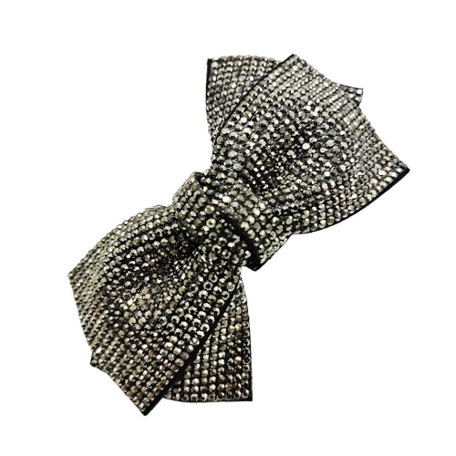Whakano Glitzer Haarspangen mit Strassschleife,Große Haarschleifen Clip für Damen und Mädchen,Automatische Haarspangen,Elegante Mädchen Haarschmuck,Haarstyling-Zubehör Haar Clips,Dunkelgrau B von Whakano