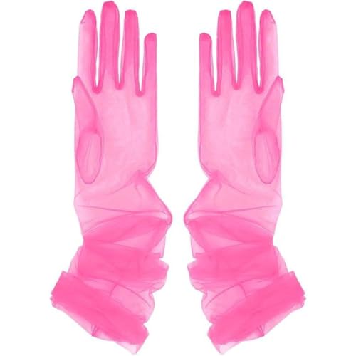 Whakano Lange Tüll Handschuhe Damen,Elegant Opernhandschuhe Abendhandschuhe Tanzhandschuhe Transparent Ellenbogenlange für Hochzeit,Karneval,Mottoparty,Tea Party,Tanz,Abschlussball,Rosenrot von Whakano