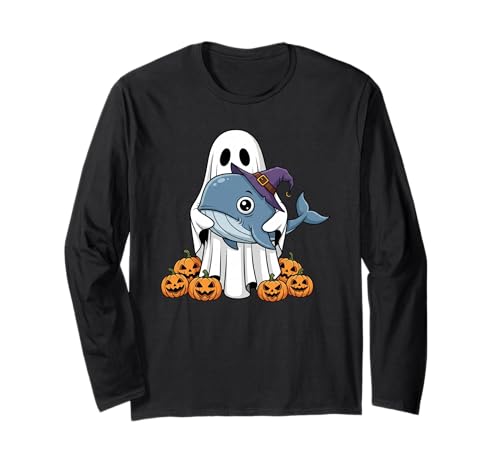 Lustiger Geist Kürbis Halloween Wal Kinder Herren Damen Langarmshirt Lustiger Geist Kürbis Halloween Wal Kinder Herren Damen Langarmshirt von Whale Lovers Cute Halloween Outfits for Boy Girl