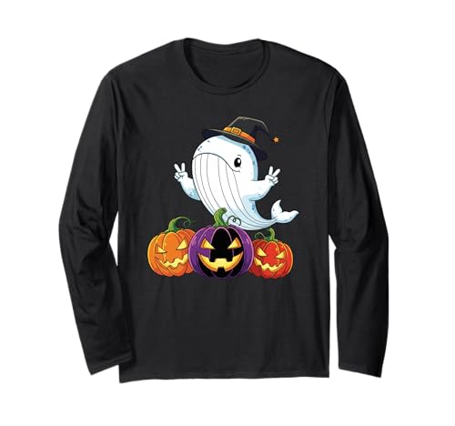 Lustiger Wal Geist Kürbis Boo Halloween Kinder Herren Damen Langarmshirt Lustiger Wal Geist Kürbis Boo Halloween Kinder Herren Damen Langarmshirt von Whale Lovers Halloween Ghost Pumpkin Outfits
