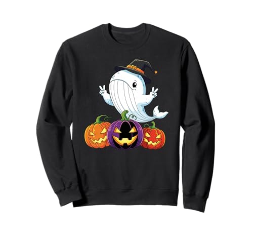 Lustiger Wal Geist Kürbis Boo Halloween Kinder Herren Damen Sweatshirt Lustiger Wal Geist Kürbis Boo Halloween Kinder Herren Damen Sweatshirt von Whale Lovers Halloween Ghost Pumpkin Outfits