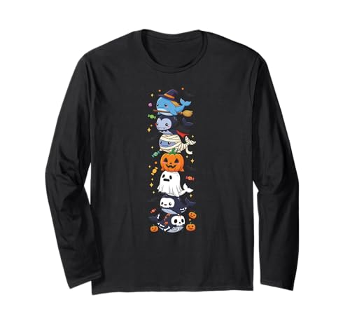 Lustiger Wal Hexe Vampir Geist Halloween Kinder Herren Damen Langarmshirt Lustiger Wal Hexe Vampir Geist Halloween Kinder Herren Damen Langarmshirt von Whale Lovers Halloween Skeleton Mummy Outfits