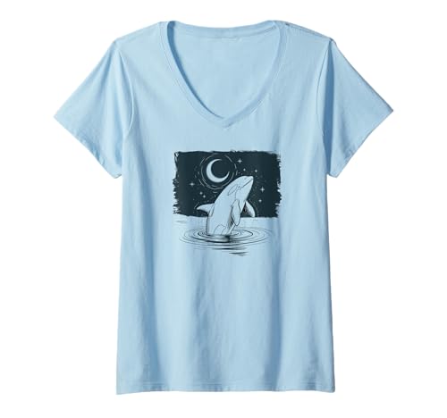 Damen Whale Orca T-Shirt mit V-Ausschnitt Damen Whale Orca T-Shirt mit V-Ausschnitt von Whale Orca Everywhere