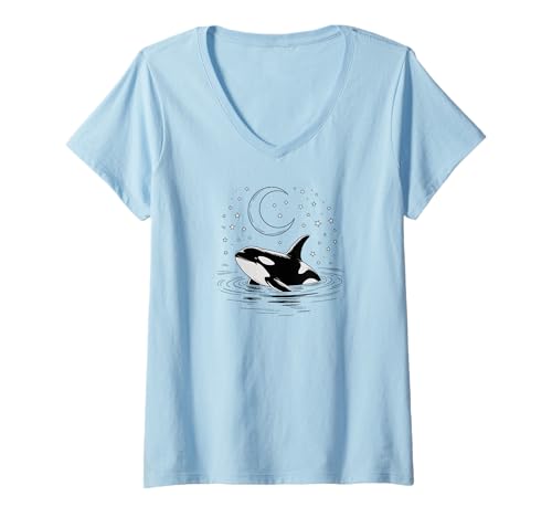 Damen Whale Orca T-Shirt mit V-Ausschnitt Damen Whale Orca T-Shirt mit V-Ausschnitt von Whale Orca Everywhere