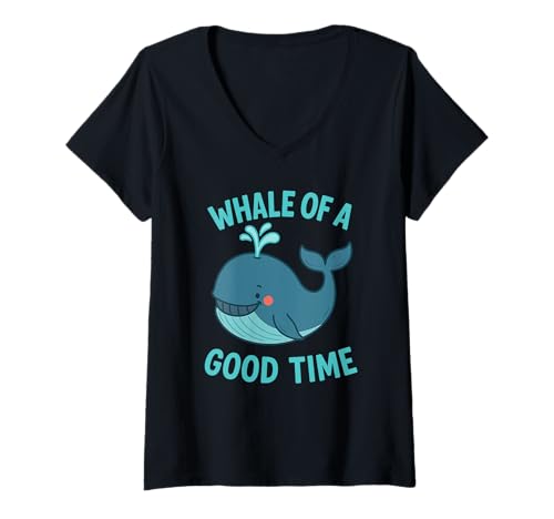 Damen Wal Einer Guten Zeit - niedliches Ozeantier, nautischer Humor T-Shirt mit V-Ausschnitt Damen Wal Einer Guten Zeit - niedliches Ozeantier, nautischer Humor T-Shirt mit V-Ausschnitt von Whale of a Good Time Ocean Animal, Beach Vacation