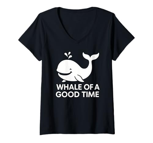 Damen Wal Einer Guten Zeit - niedliches Ozeantier, nautischer Humor T-Shirt mit V-Ausschnitt Damen Wal Einer Guten Zeit - niedliches Ozeantier, nautischer Humor T-Shirt mit V-Ausschnitt von Whale of a Good Time Ocean Animal, Beach Vacation