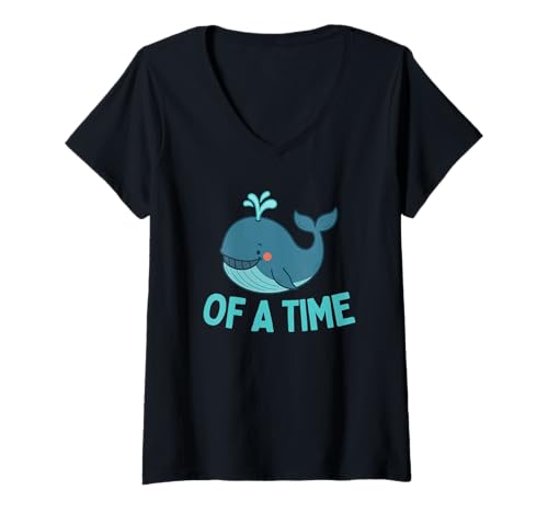 Damen Wal der Zeit - Niedliches Ozeantier, nautischer Humor T-Shirt mit V-Ausschnitt Damen Wal der Zeit - Niedliches Ozeantier, nautischer Humor T-Shirt mit V-Ausschnitt von Whale of a Time Cute Ocean Animal, Nautical Humor