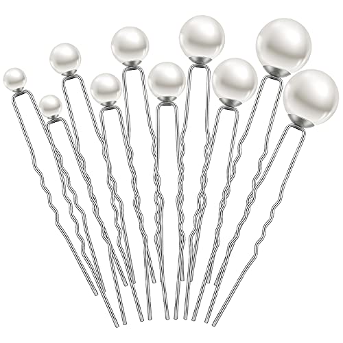 Charonle 32 Stück Hochzeit Perlen Haarnadeln Braut Perle Strass Haarnadeln Haarschmuck U Form Haarspange für Braut Brautjungfer Frauen Mädchen (Silber) von Whaline