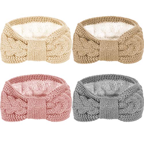 Whaline 4 Stück Winter Strick-Stirnbänder Twist Cable Head Wraps Fuzzy Lined Stirnband Knototted Crochet Turban Thick Ear Warmer - - Whaline 4 Stück Winter Strick-Stirnbänder Twist Cable Head Wraps Fuzzy Lined Stirnband Knototted Crochet Turban Thick Ear Warmer - - von Whaline