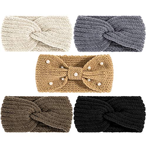 Whaline 5 Stück Strick Stirnbänder Ohrwärmer Stirnband Damen Winter Gestrickt Haarband Elastisches weiches Headwrap Kopfband Kopfwickel für Frauen und Mädchen Whaline 5 Stück Strick Stirnbänder Ohrwärmer Stirnband Damen Winter Gestrickt Haarband Elastisches weiches Headwrap Kopfband Kopfwickel für Frauen und Mädchen von Whaline
