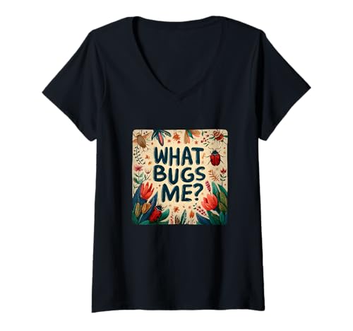 Damen Blumen und Käfer Rede Kostüm T-Shirt mit V-Ausschnitt von What Bugs Me Outfit