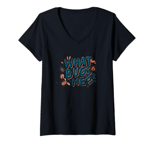 Damen Lustiges What Bugs Me Statement für Erwachsene und Kinder T-Shirt mit V-Ausschnitt von What Bugs Me Outfit