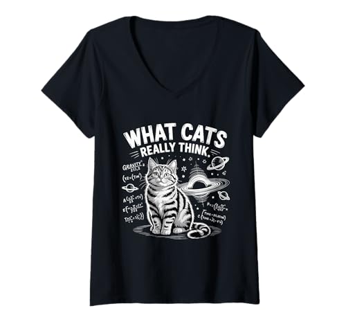 Damen was Katzen wirklich Denken, lustige Physikwissenschaft für Katzenliebhaber T-Shirt mit V-Ausschnitt Damen was Katzen wirklich Denken, lustige Physikwissenschaft für Katzenliebhaber T-Shirt mit V-Ausschnitt von What Cats Really Think Science Cat Lovers Apparel