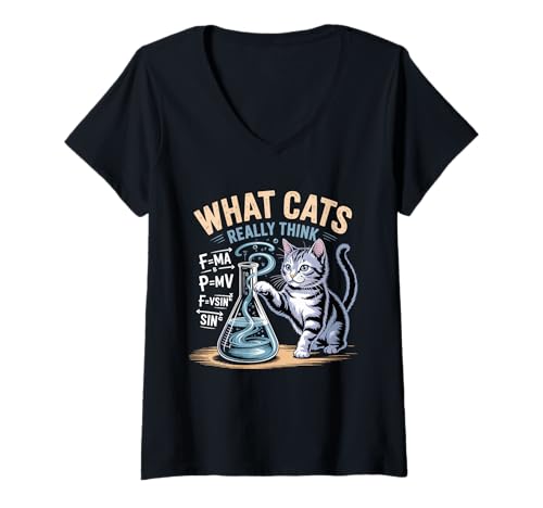 Damen was Katzen wirklich Denken, lustige Physikwissenschaft für Katzenliebhaber T-Shirt mit V-Ausschnitt Damen was Katzen wirklich Denken, lustige Physikwissenschaft für Katzenliebhaber T-Shirt mit V-Ausschnitt von What Cats Really Think Science Cat Lovers Apparel